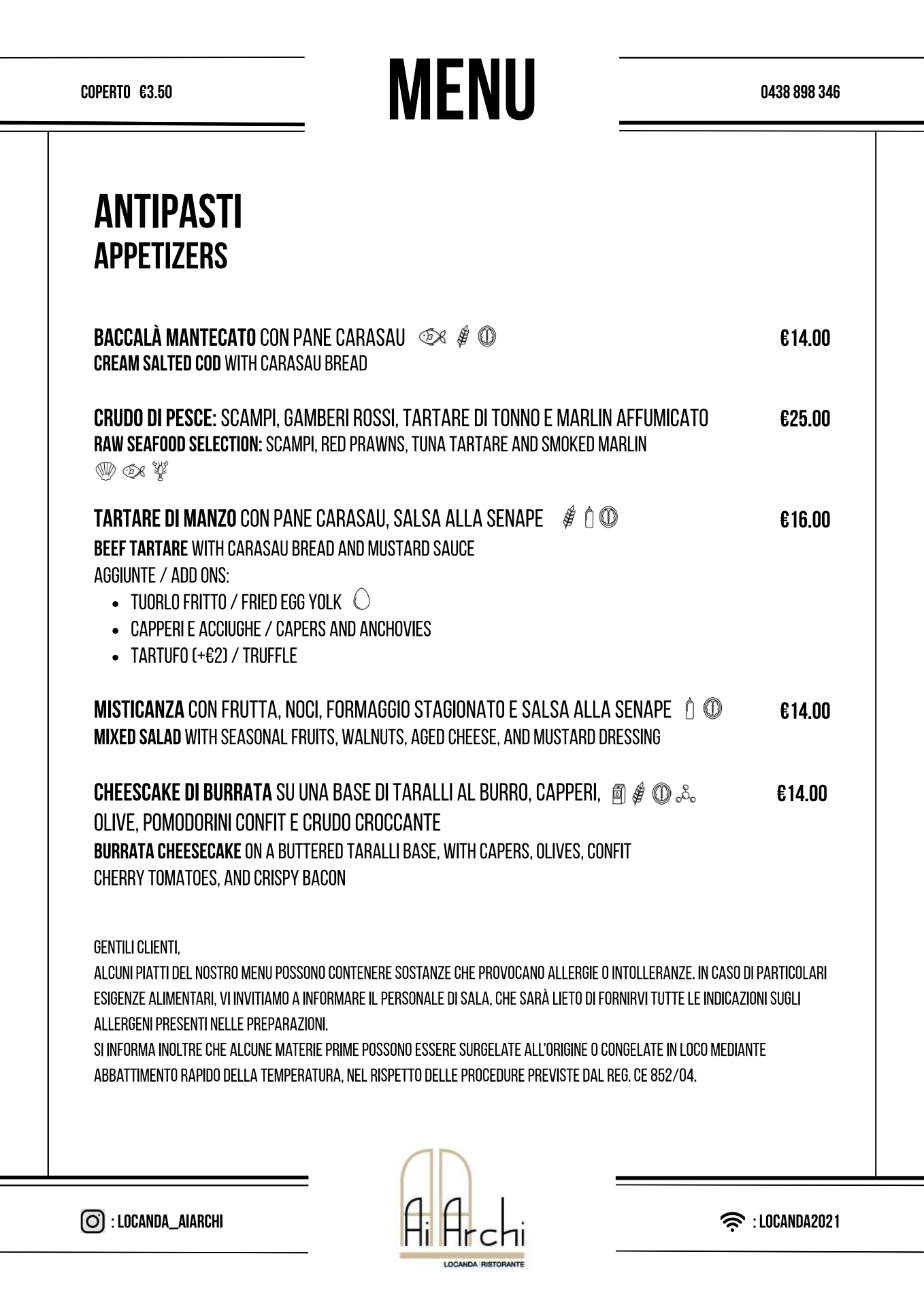 menu antipasti